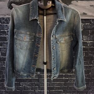 Silver Jeans Distressed Light Blue Denim Jacket